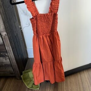 Abercrombie & Fitch Orange Smocked Tiered Sundress